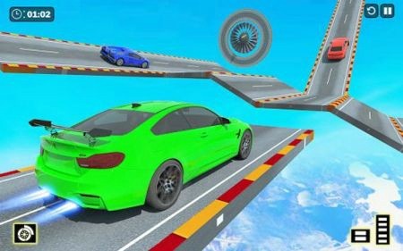 疯狂坡道赛车特技游戏截图-4