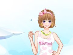 小女生海边度假