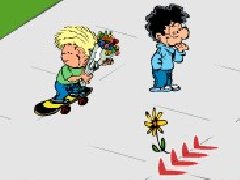 滑板少年送花
