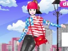滑旱冰的女孩