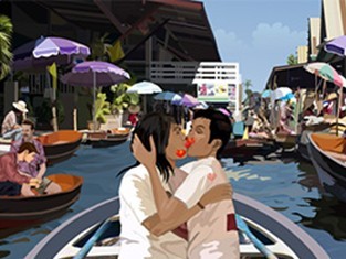 威尼斯夫妇接吻