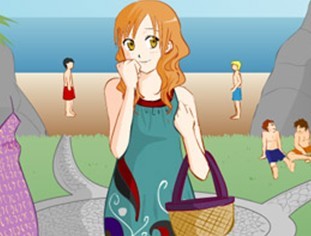 沙滩可爱女孩