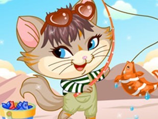 钓鱼的小花猫