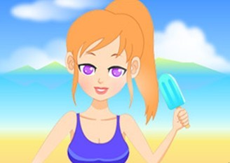 夏日阳光沙滩女孩