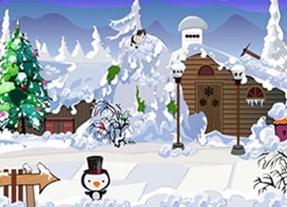 小猫逃离冰雪房屋